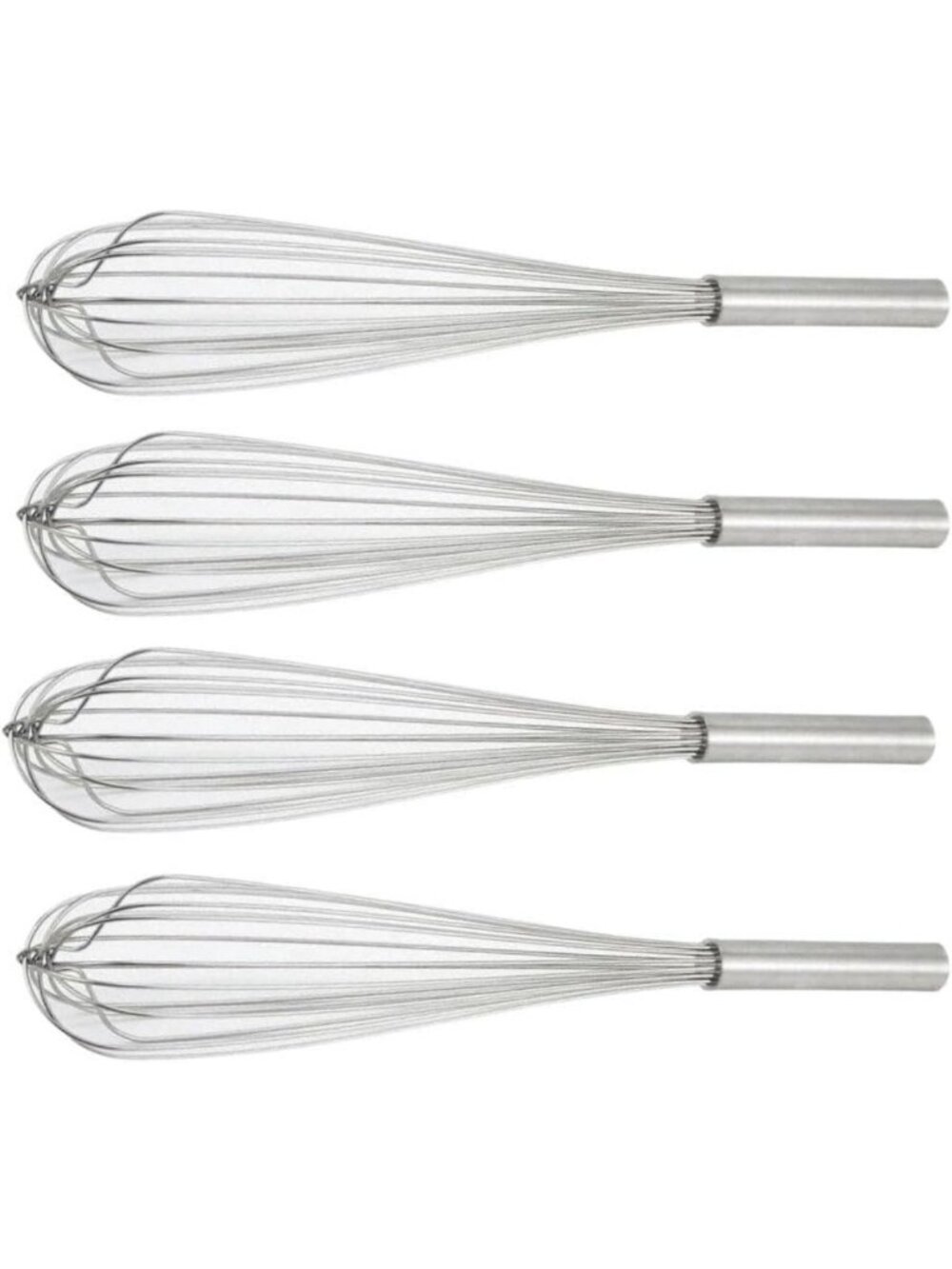 24" Stainless Steel French Whisk Set of 4 - Thick Wire Kitchen Whisks for Baking
